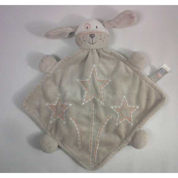 Teddykompaniet Ba Bi Boo Dog Puppy Lovey Security Blanket Plush Tan Stars 7x7 - Picture 1 of 3